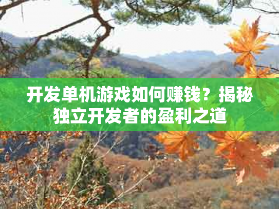 开发单机游戏如何赚钱？揭秘独立开发者的盈利之道