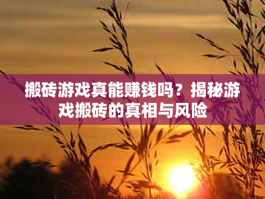 搬砖游戏真能赚钱吗？揭秘游戏搬砖的真相与风险