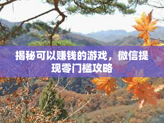 揭秘可以赚钱的游戏，微信提现零门槛攻略